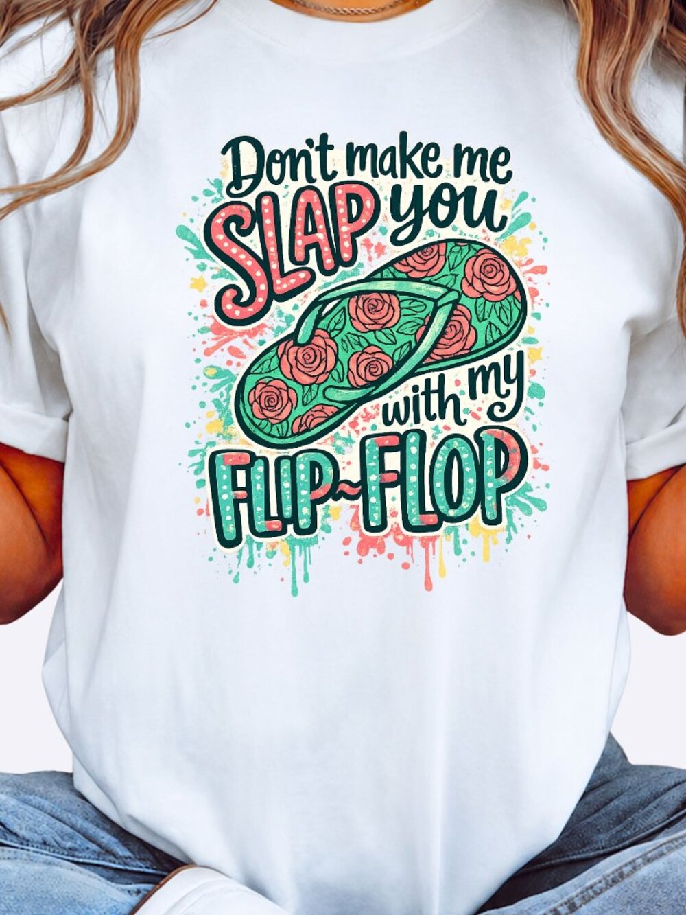 Graphic Shirt Flip Flop Summer Funny Trendy Short Sleeve Tee Womens Tops White